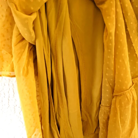 Mustard yellow ruffled midi dress - Picture 7 of 12